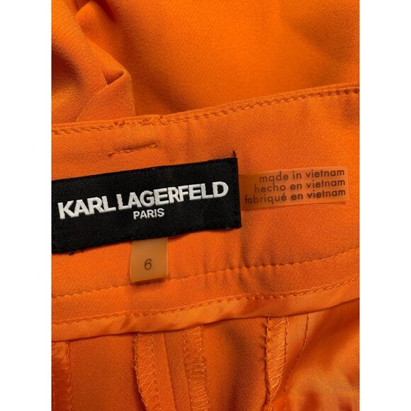 Karl Lagerfeld Paris Womens Orange Wide Leg Pants Size 6 EUC - Picture 6 of 8
